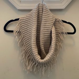 Knit Infinity Scarf Fringe Open Wrap